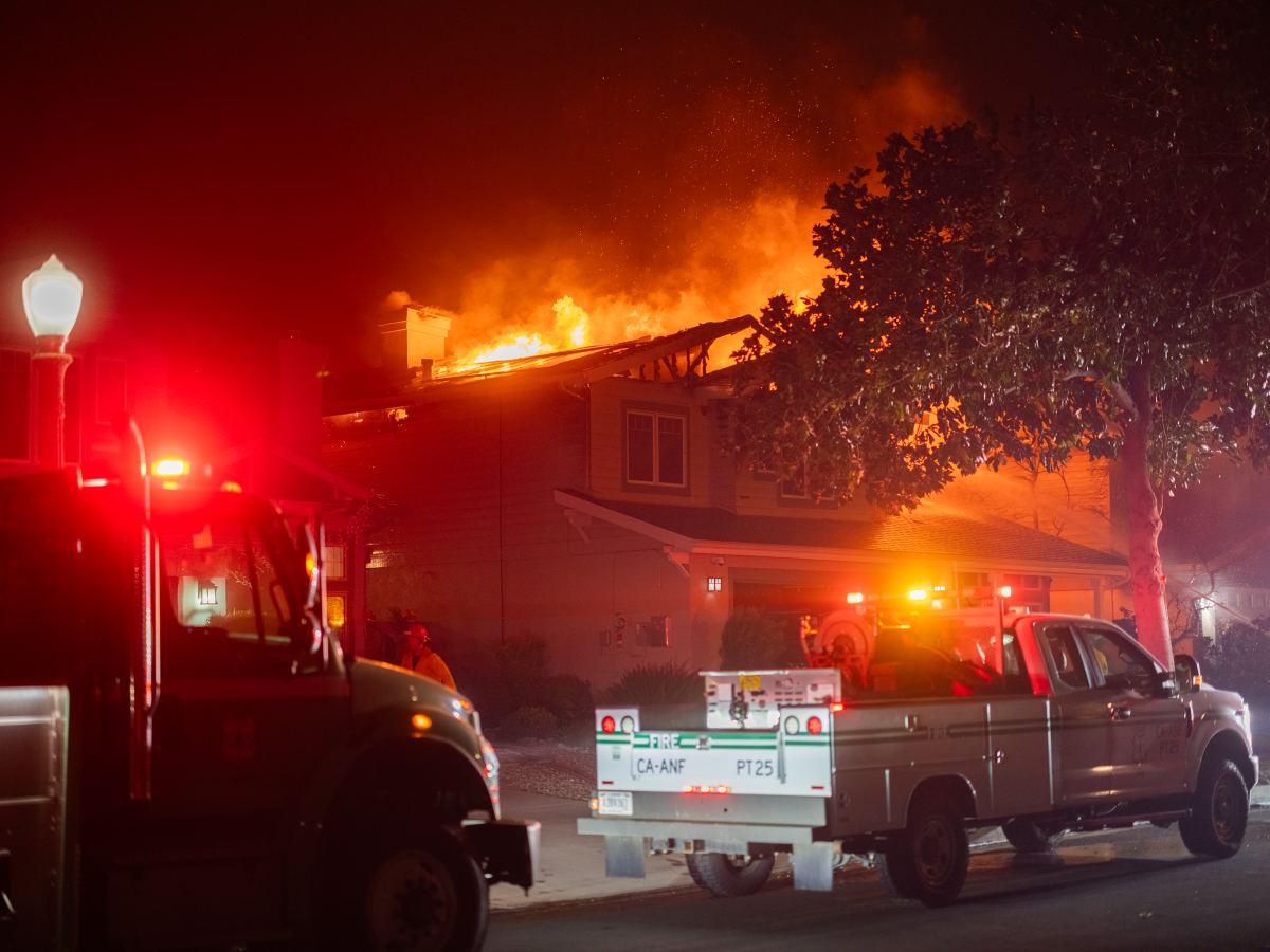 Angeles National Forest firefighters during initial attack of the Eaton Fire